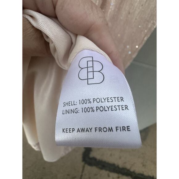 Baltic Born Sparkle Pale Pink Glitter Sleeveless Side Slit Maxi Dress Wedding M - Picture 8 of 12